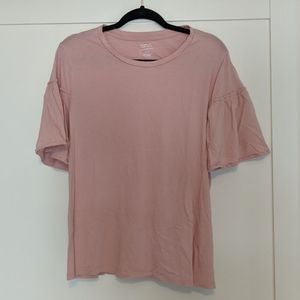 Soft Pink Ruffle Sleeve T-shirt